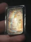 Rainbow Toned Vintage 1973 Justice Mint 1oz Silver Art Bar Price Control Phase 4