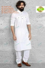 White Color Homewear Shirts Top Shirt Solid Kurta Mens Wear Cotton Cloth Kurta