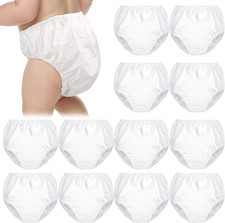 12 Packs Waterproof Plastic Pants for Toddlers Reusable Diaper Covers Unisex Bab