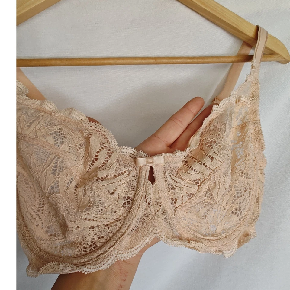 Sujetador Felina peridoto encaje sin forro 34D beige melocotón cobertura completa con aros 115073 Foto 4 de 4