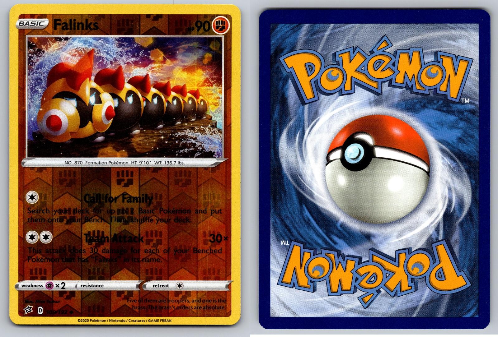 FALINKS 109/192 UNCOMMON REBEL CLASH POKEMON REVERSE HOLO LP
