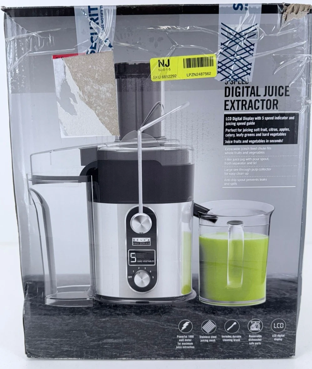 bella PRO - 5-Speed Centrifugal Digital Juice Extractor - Stainless Steel