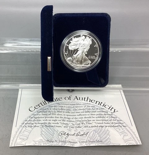 1999 P Proof American Silver Eagle - With Box & CoA