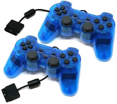 Controller for PlayStation PS2 Wired Blue Red Green 1 to 2 Pack +