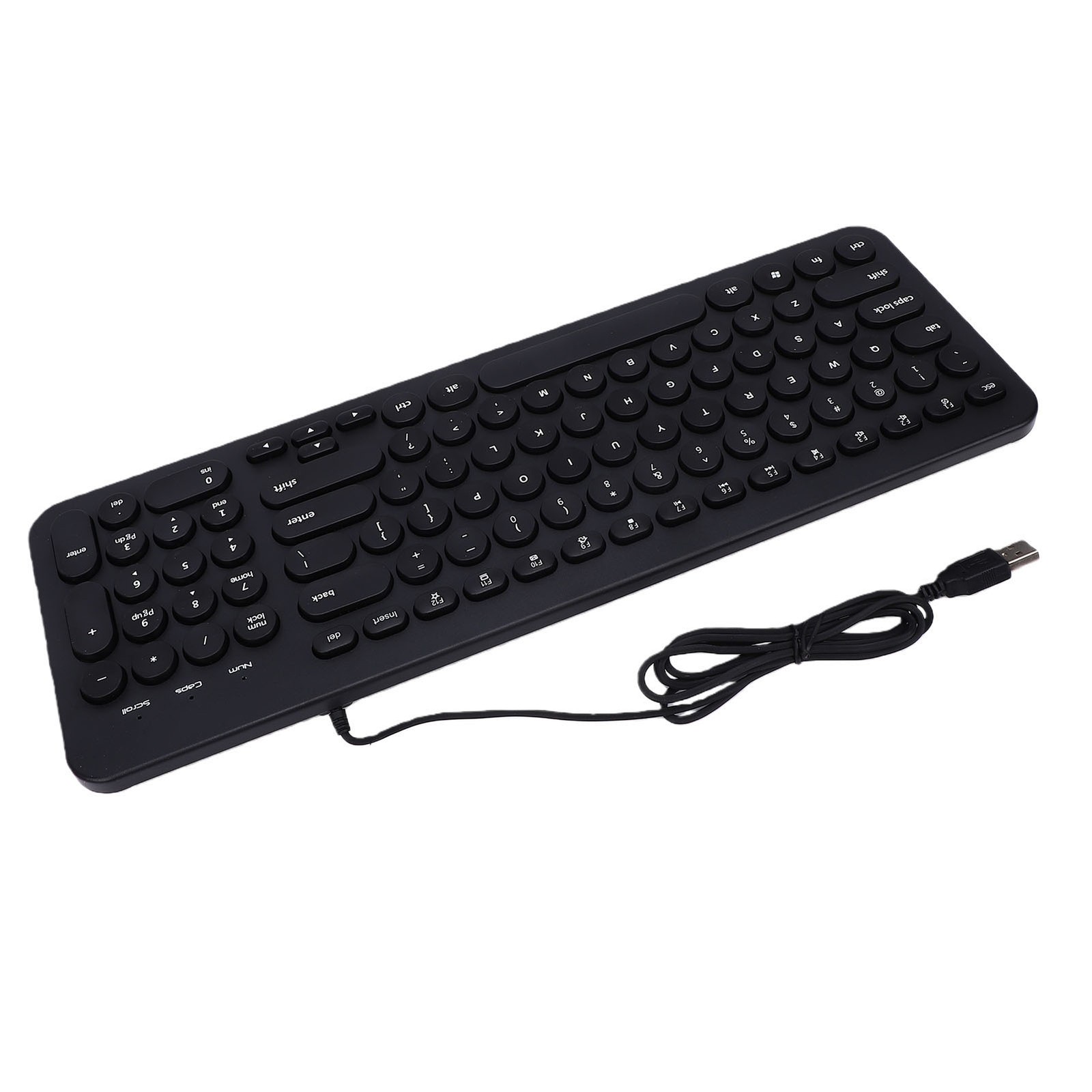 Small Wired Keyboard Zero Latency Quiet Round Keys Compact For Laptop Users.