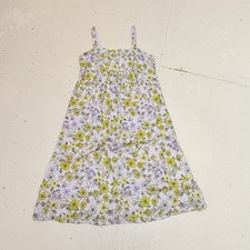 Loft Eyelet Sundress 12 P Purple Yellow Floral Midi Dress Cotton Cottagecore