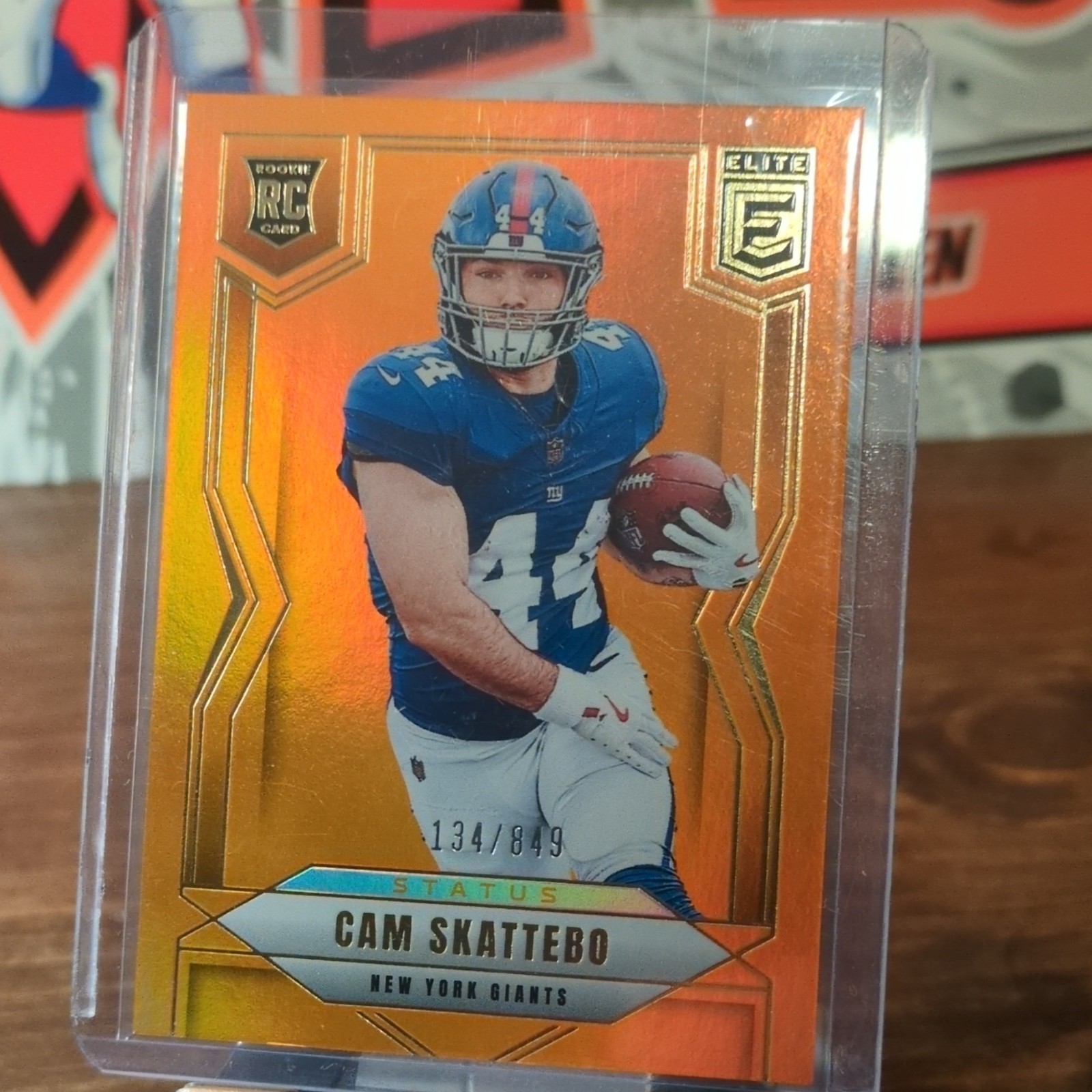 2025 Panini Donruss Elite Cam Skattebo #153 Status Orange /849 Rookie Giants
