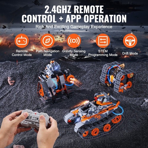 STEM Building Toys for Kids 5 in 1 App & Remote Control Car/Robot 554 PCS - Picture 5 of 6