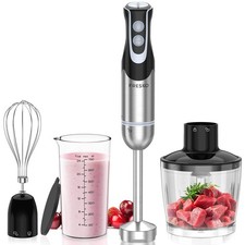 FRESKO Stainless Steel Hand Blender, 1200W Electric Stick Blender with 12 Speed