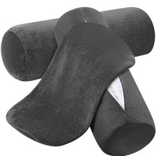 2 Pcs Velvet Neck Roll Pillow Covers 18x6 Inches, Soft Zippered Bolster Cases