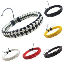BRAIDED FAUX LEATHER BRACELET, 10 Colours, Adjustable, SURFER TRIBAL Men Women