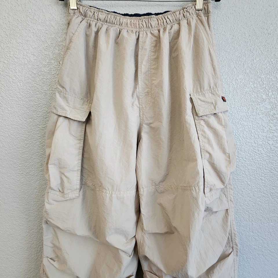 Vintage Bum Equipment Track Pants Mens M Cargos Khaki Beige Nylon Baggy Fit 90s - Image 4 of 4