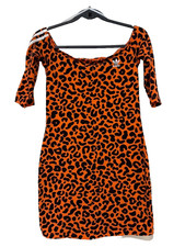 Adidas x Rich Mnisi Leopard Print Bodycon Mini Dress Orange Black Women's Small