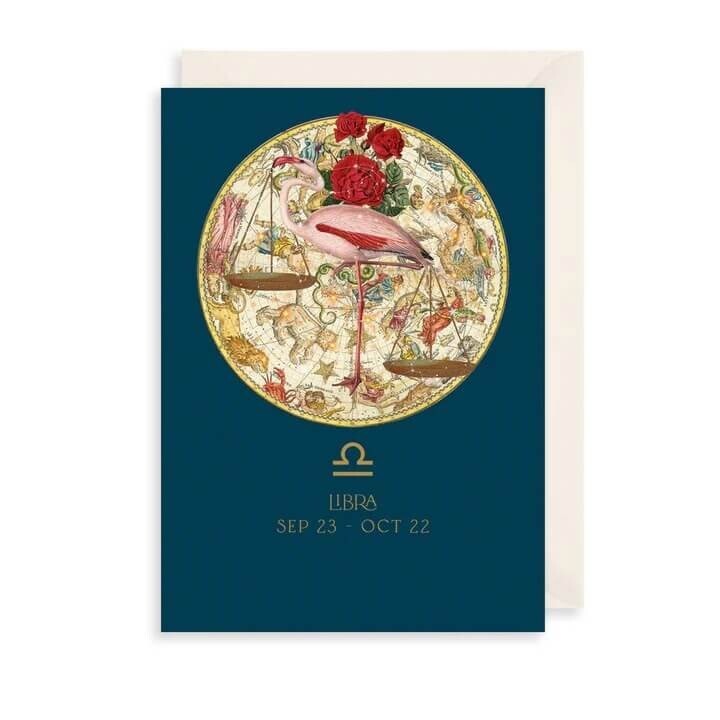 Libra Birthday Card Zodiac Star Sign Horoscope - Illustrated Greeting Card