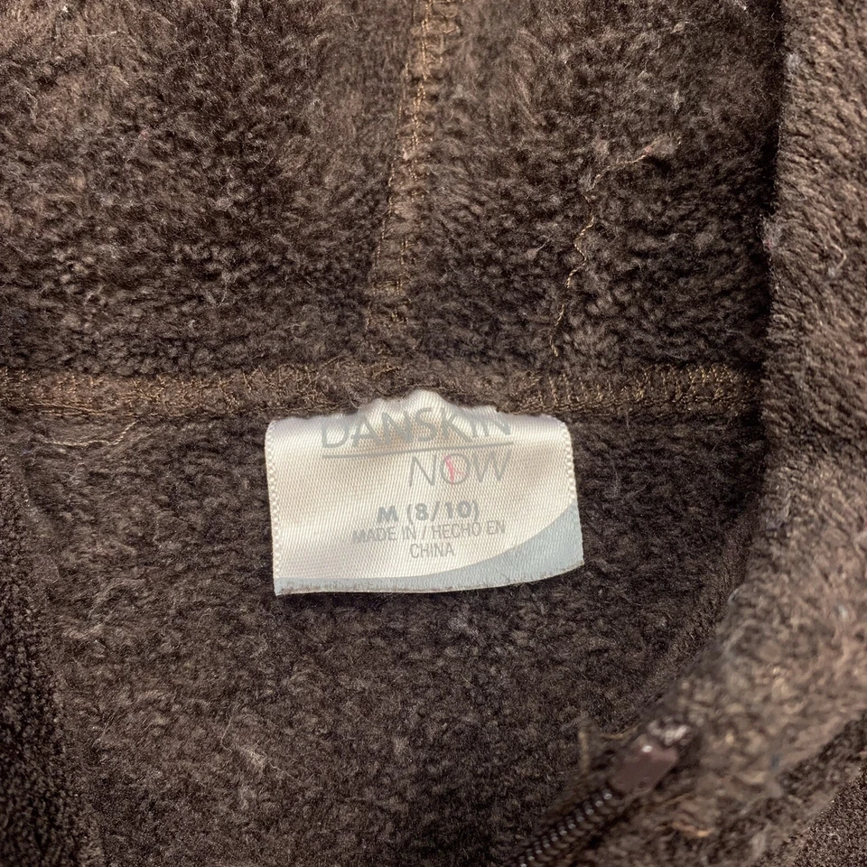 Danskin Mujer Mediano Sólido Marrón Polar Cremallera Completa Sudadera con Capucha Foto 2 de 4