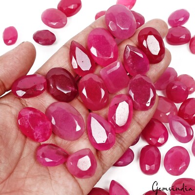 1150 Ct Natural Pink Onyx Faceted Lot, 15-28mm Mix Cut