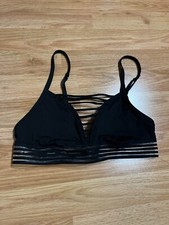 Small Victoria s Secret Ultimate Black Sports Bra Mesh Strappy Lightly Lined