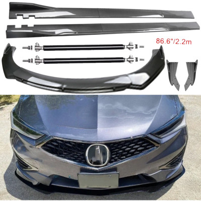 For Acura Integra Carbon Fiber Front Bumper Lip Spoiler 86.6'' Side Skirt Kit