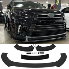 For Toyota Highlander LE XLE Gloss Black Front Bumper Spoiler Lip Splitter Kit