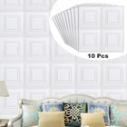 50XSelf-Adhesive 3D White Tile Stick Wall Paper Brick Wall Sticky Wallpaper 70cm