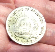 Franklin Delano Roosevelt Lucky Trillium Token or Coin -1933 Century of Progress