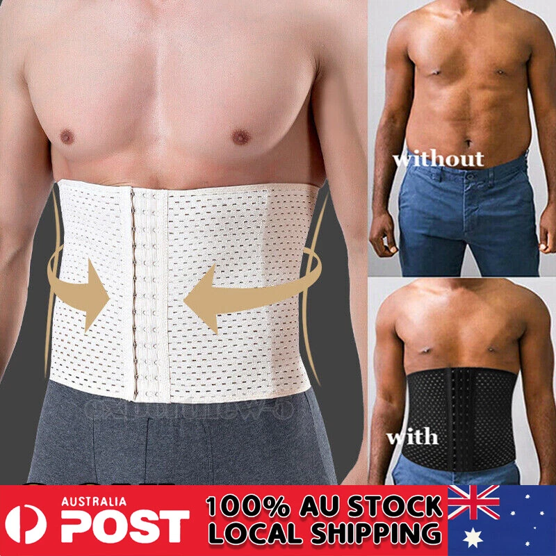 AU Men Waist Trainer Body Shaper Tummy Girdle Belt Belly Fat Burner Corset  S-3XL