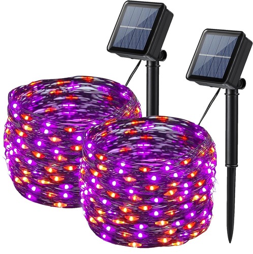 WATERGLIDE 1000 LED Halloween String Lights - 328 Ft Purple Lights With Green Wire & Remote, 8 Modes, Waterproof