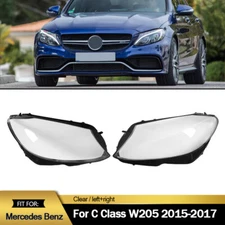 Pair For 2015-2018 Mercedes-Benz W205 C250 C300 C400 Headlight Lens Cover Clear