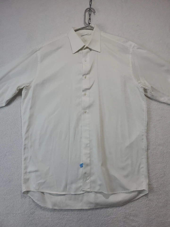 Jack Lipson Signature Men's White Striped Dress Shirt 16.5 L Italian Fabric - Image 2 of 4