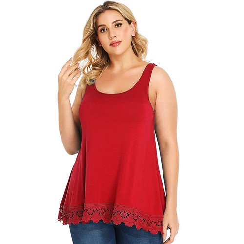 Women Cami with Built in Bra Cup Casual Flowy Swing Pleated Tank Top Plus Size @ - Picture 9 of 33