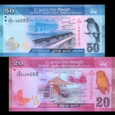 Sri lanka 50 & 20 Rupees 2021 Banknote world paper money UNC currency bill note
