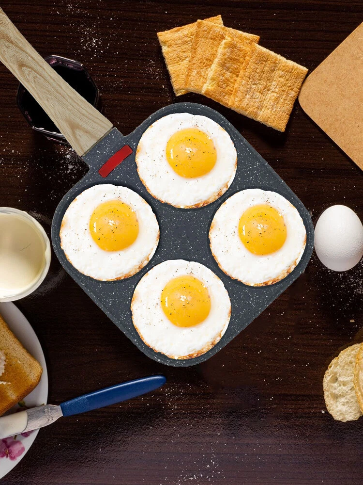 Egg Frying Pan Aluminum 4 Holes Egg Frying Pan Nonstick Mini Egg Cooker tyfubM+ Egg Frying Pan Aluminum 4 Holes Egg Frying Pan Nonstick Mini Egg Cooker tyfubM+