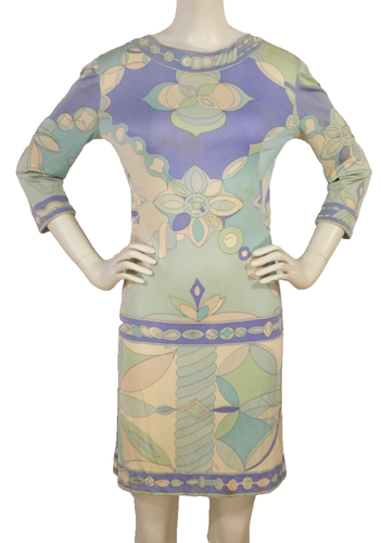Vintage 1960s Emilio Pucci Psychedelic Silk Mini Dress With Staining Size 10