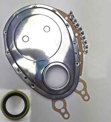 Small Block Chevy SBC 283 305 327 350 Polish Aluminum 2-pc Timing Chain Cover