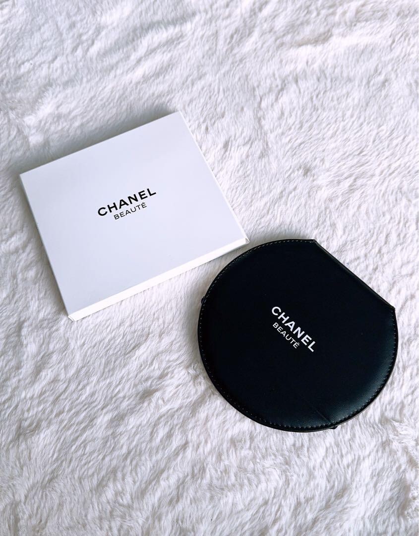 Chanel BEAUTE Mirror Black Logo CC 13.5 x13 x 1cm w/Box