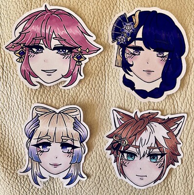 Genshin Impact Inazuma Glossy Character Sticker, Kokomi, Gorou, Raiden, Yae Miko