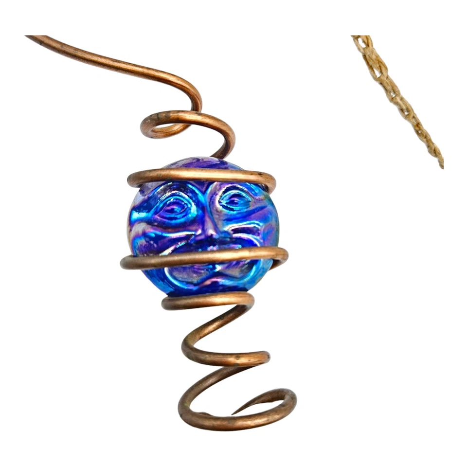 Handmade Metal Art Glass Suncatcher Windchime Hanging Sun Heart Yard Decor - Image 2 of 4