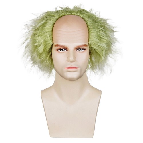 For Beetlejuice Wig Costume Accessory Adult Gray White Receding Bald Keaton Wigs - Picture 6 of 21
