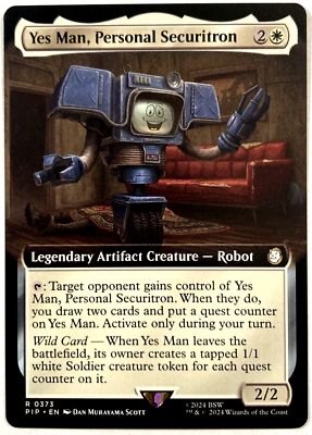 yes man mtg card Exclusive FALLOUT Preview Cards! its owner creates a tapped 1/1 white Soldier creature token for each quest counter on it. Yes Man, Personal Securitron |