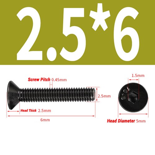 M2 M2.5 M3 M4 M5 M6 M8 SOCKET COUNTERSUNK SCREWS 10.9 HT CSK HEX ALLEN KEY BOLTS - Picture 17 of 75