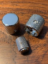 NICKEL Plated - Solid Brass / Telecaster Knurled Guitar Knobs  Switch Tip Set