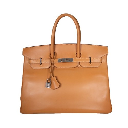 Hermès 35cm Bleu Nuit Orange Poppy Togo Leather Verso Birkin Bag