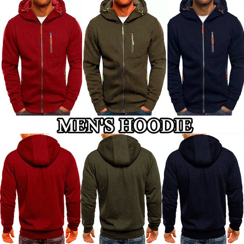 Men's Zip Up Hoodie Winter Sweatshirt Fleece Sherpa Warm Jacket Heavyweight - Picture 1 of 14