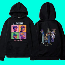 NEW Gorillaz 2 SIDES caricature band HOODIE BLACK All sizes TA4892