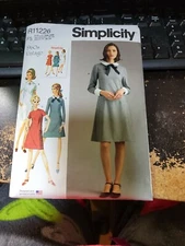 Simplicity R11226 A-Line Dress w Collar & Cuff Variations Sz 18-26 UNCUT S9371