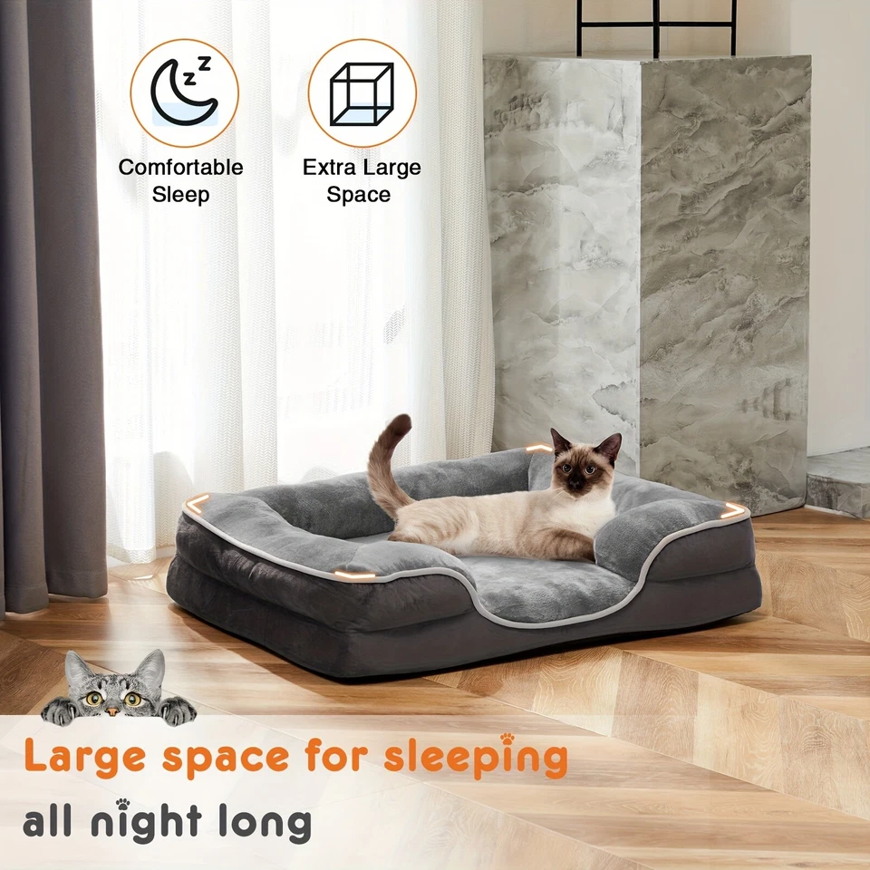 Sofá cama de tela para perros mascotas sofá cama espuma impermeable extraíble con funda lavable Foto 3 de 4