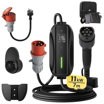Mobile EV Wallbox 11kW 3-phasig Ladegerät KabelKompatibel mit Model Y/3/ID.3/4