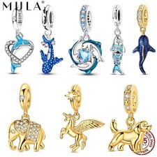 Pulsera mujer MULA 2026 europea de plata esterlina 925 hágalo usted mismo dije pez delfín ajuste