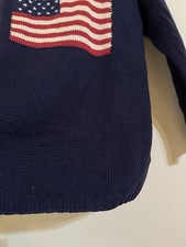 Ralph Lauren Country Cashmere American Flag Sweater USA Knit Turtleneck Navy M