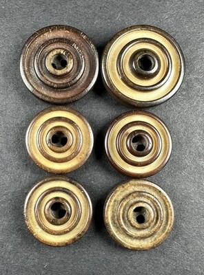 Antique Vegetable Ivory Buttons Concentric Bullseye Set of 6 18mm & 15mm